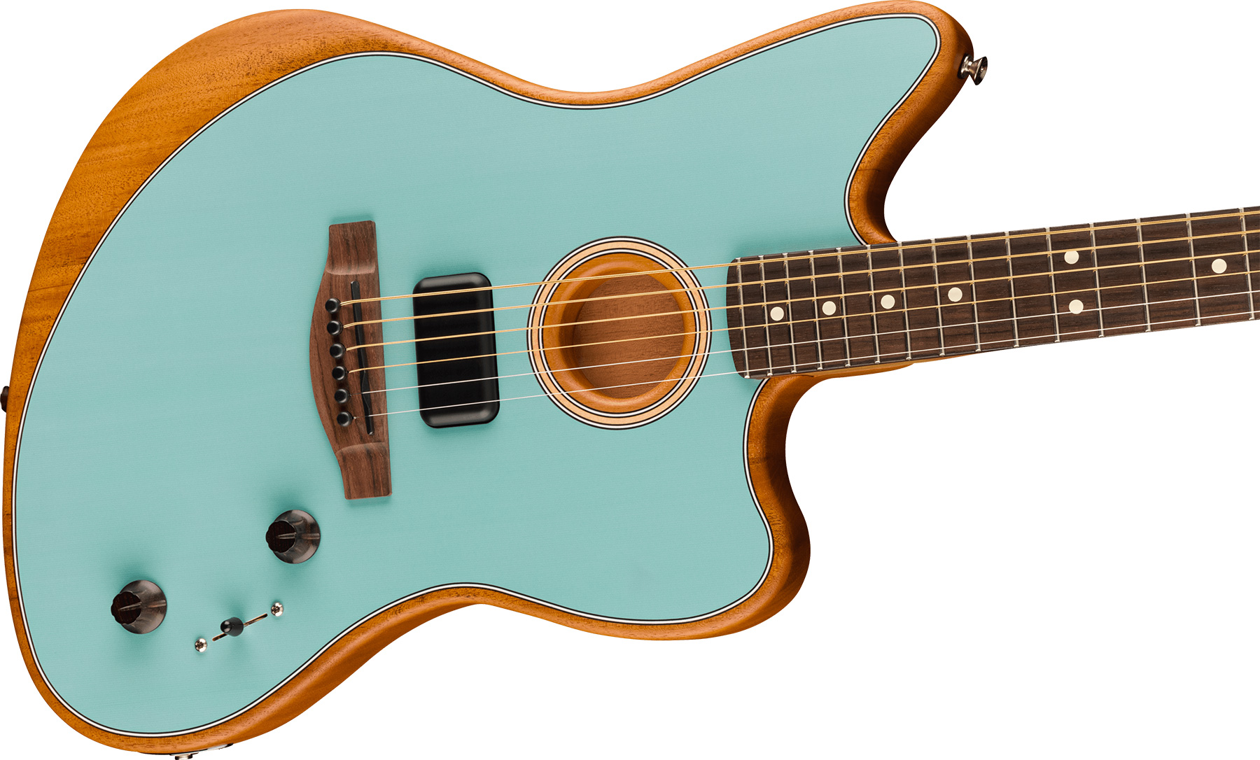 Fender Acoustasonic Jazzmaster Player Mex Epicea Acajou Rw - Ice Blue - Elektroakustische Gitarre - Variation 2