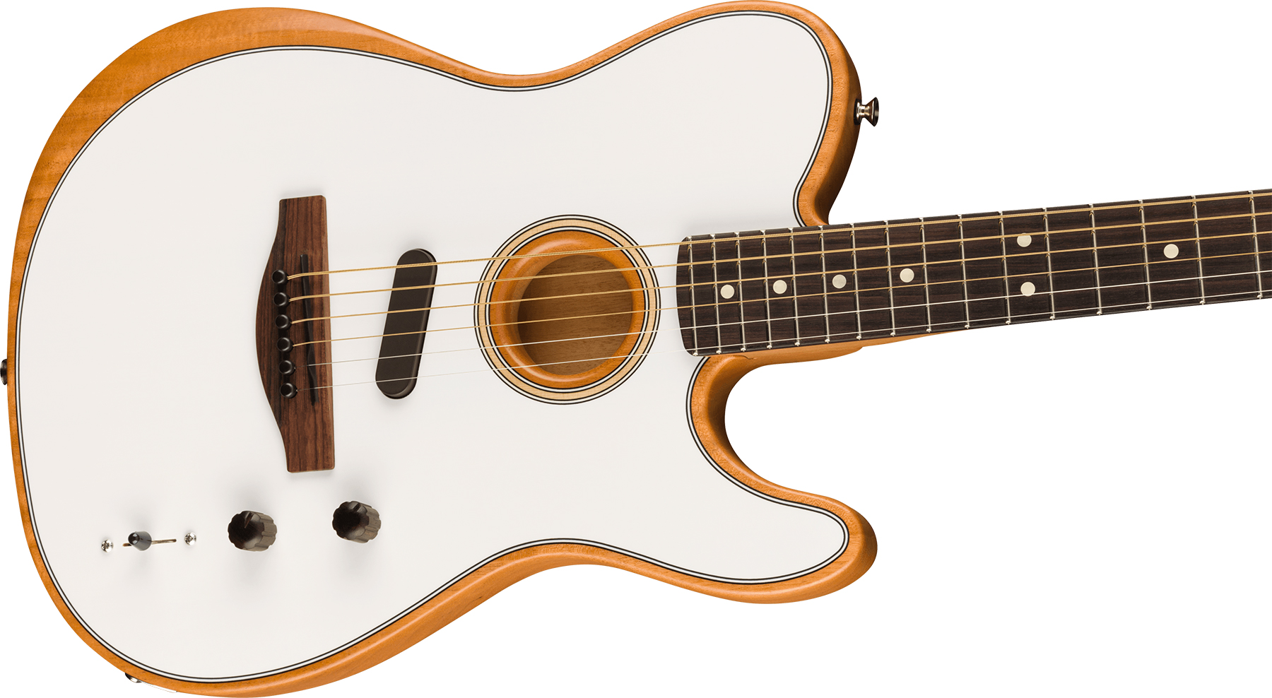 Fender Acoustasonic Tele Player Mex Epicea Acajou Rw - Arctic White - Elektroakustische Gitarre - Variation 2