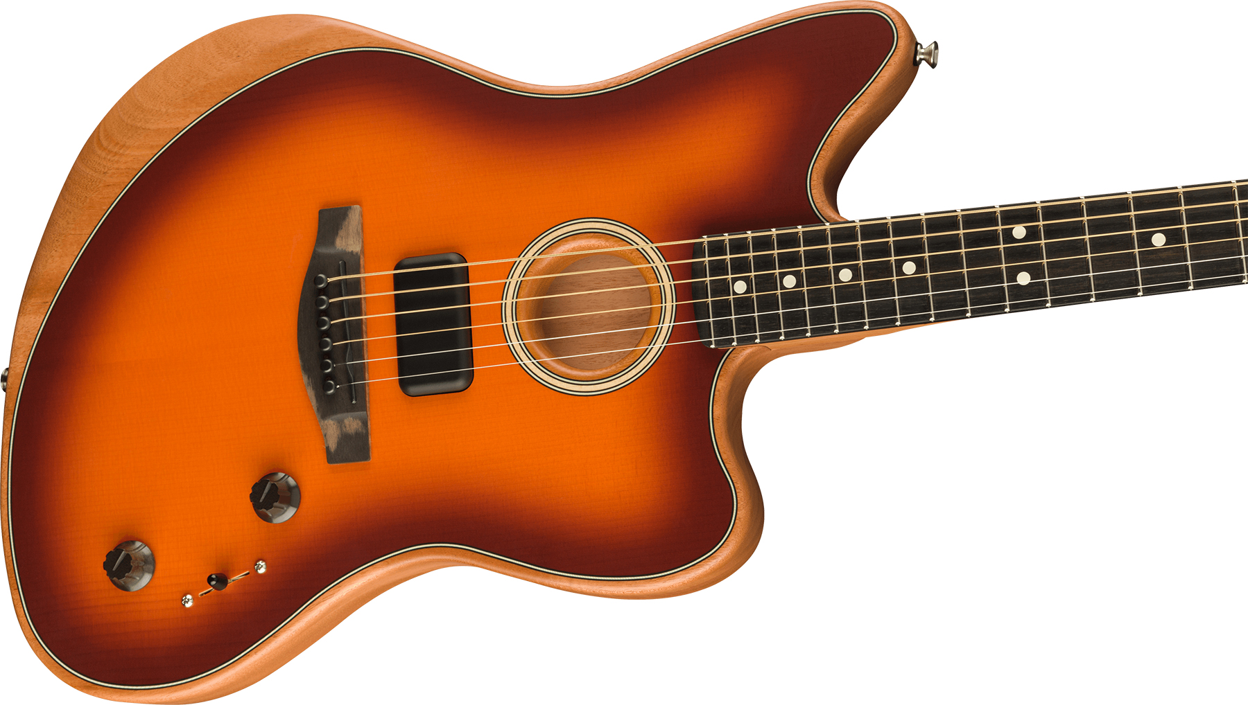 Fender American Acoustasonic Jazzmaster Usa Eb - Tobacco Sunburst - Elektroakustische Gitarre - Variation 2