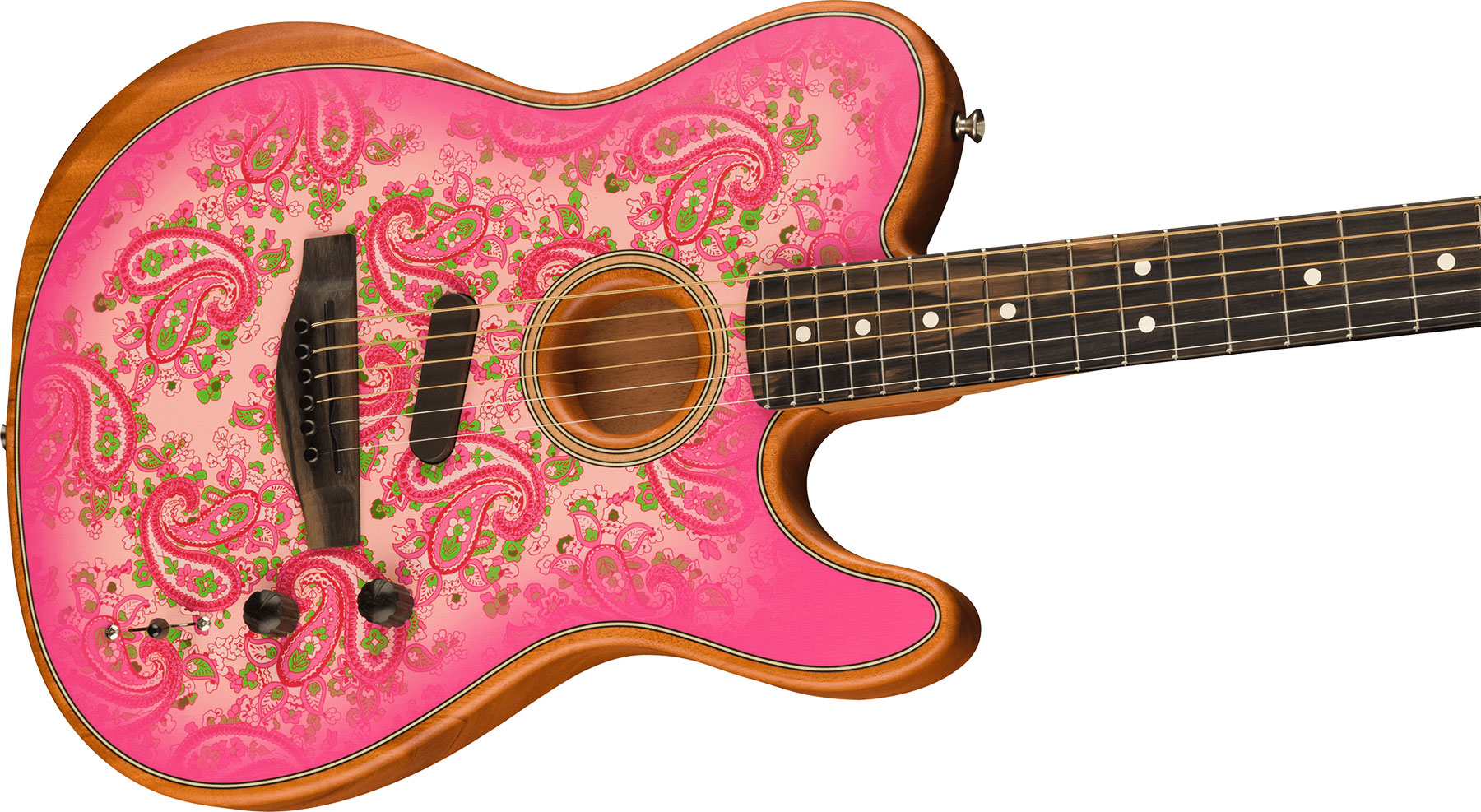 Fender American Acoustasonic Tele Fsr Ltd Epicea Acajou Rw - Pink Paisley - Westerngitarre & electro - Variation 2
