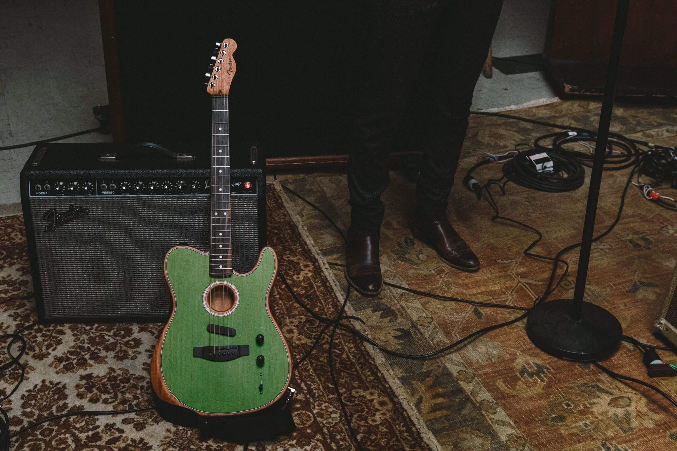 Fender Tele American Acoustasonic Usa Eb - Surf Green - Westerngitarre & electro - Variation 6