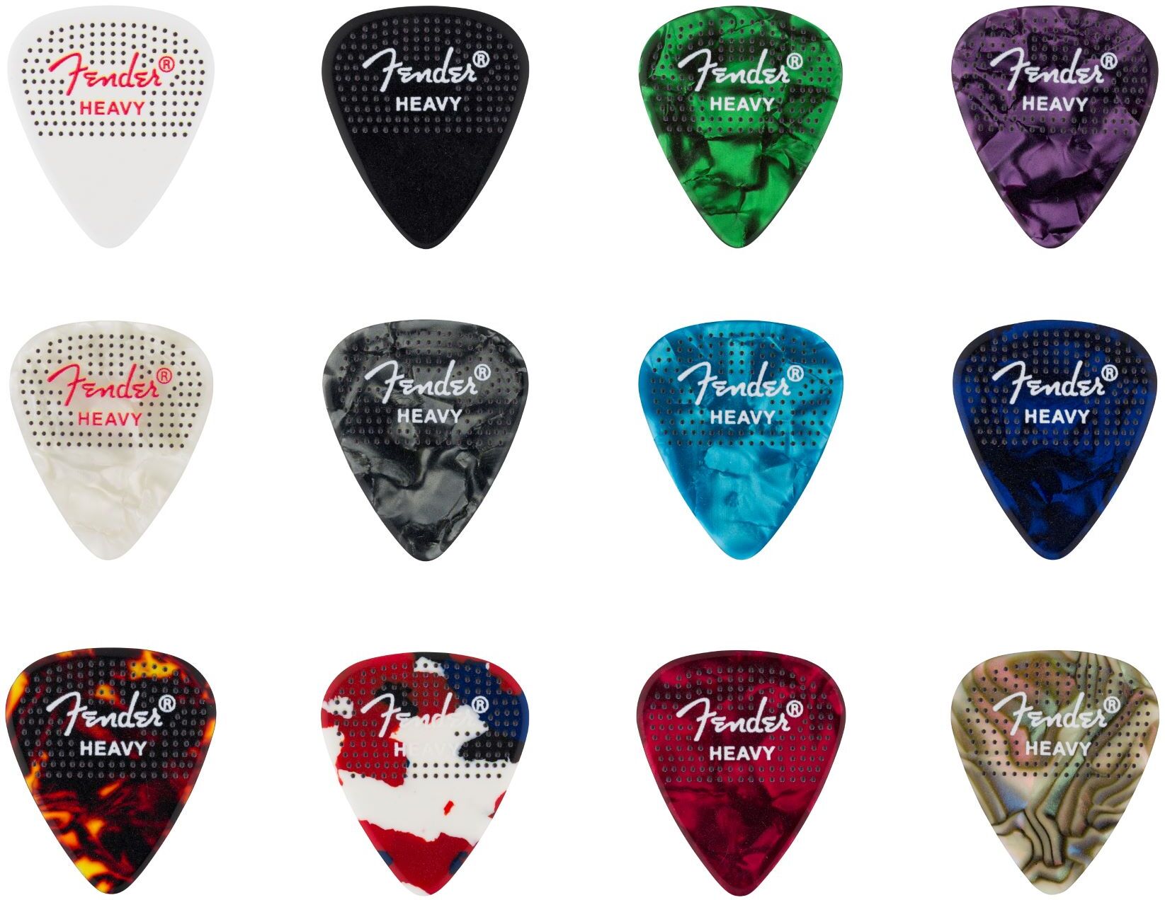 Fender Médiators 351 CelluloÏde À Points (12pk) Hvy - Plektren - Main picture