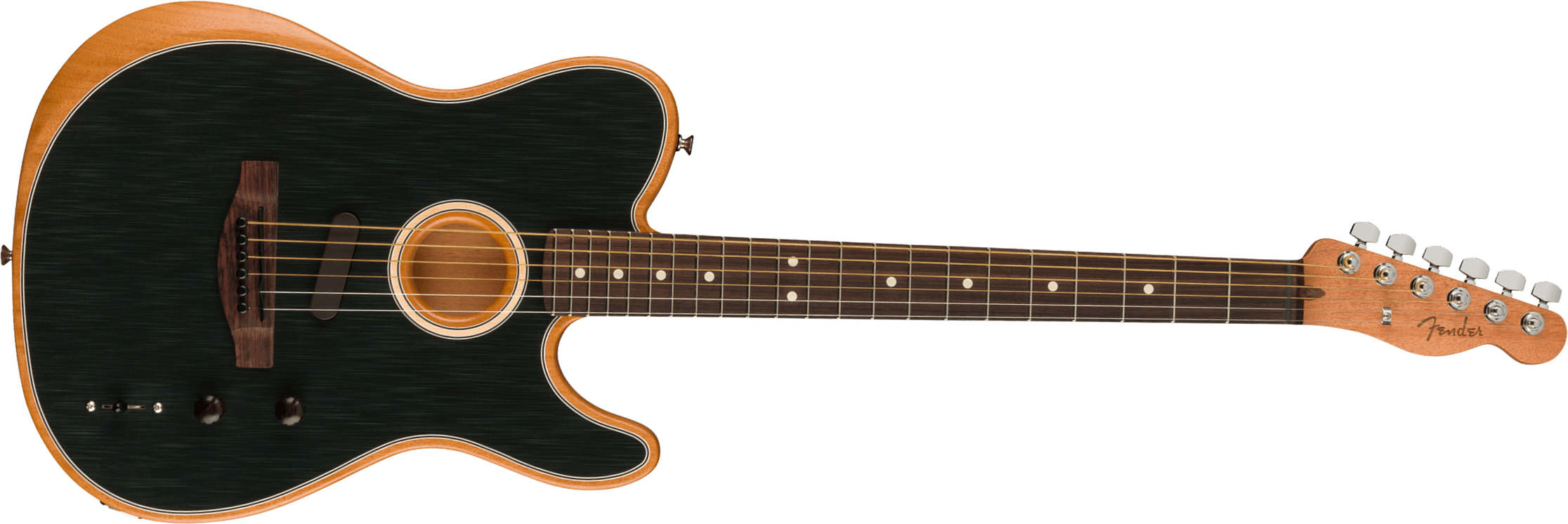 Fender Acoustasonic Tele Player Mex Epicea Acajou Rw - Brushed Black - Elektroakustische Gitarre - Main picture