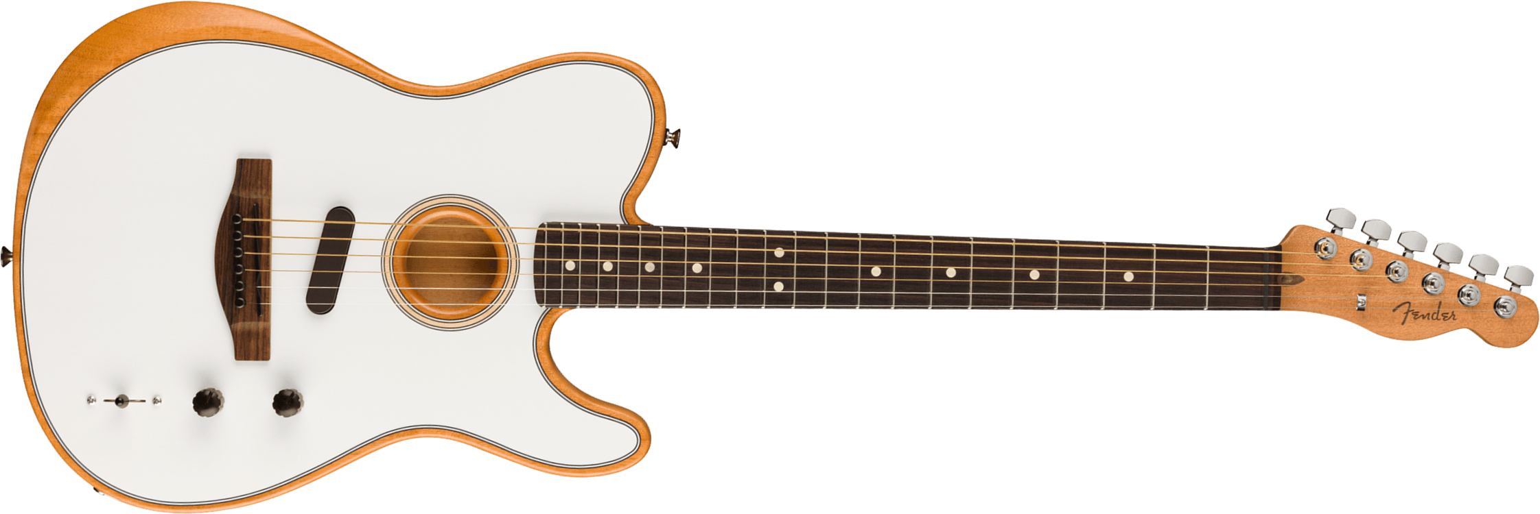 Fender Acoustasonic Tele Player Mex Epicea Acajou Rw - Arctic White - Elektroakustische Gitarre - Main picture