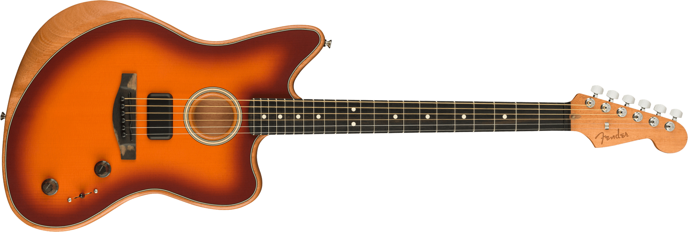 Fender American Acoustasonic Jazzmaster Usa Eb - Tobacco Sunburst - Elektroakustische Gitarre - Main picture