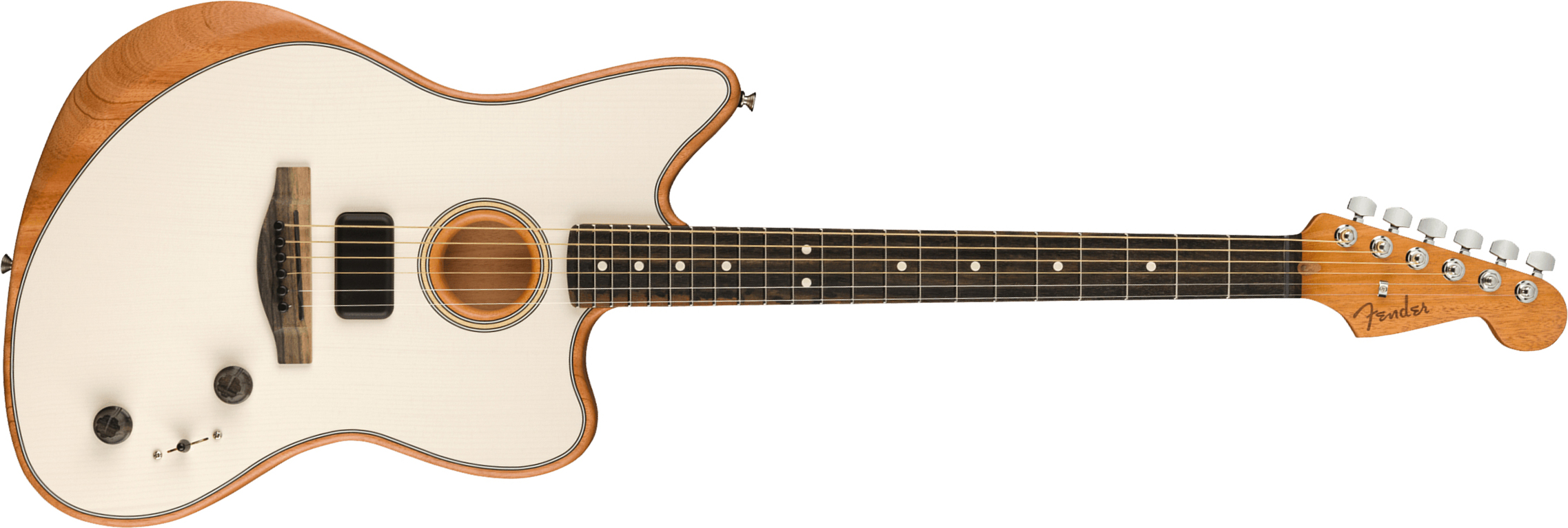Fender American Acoustasonic Jazzmaster Usa Eb - Arctic White - Elektroakustische Gitarre - Main picture