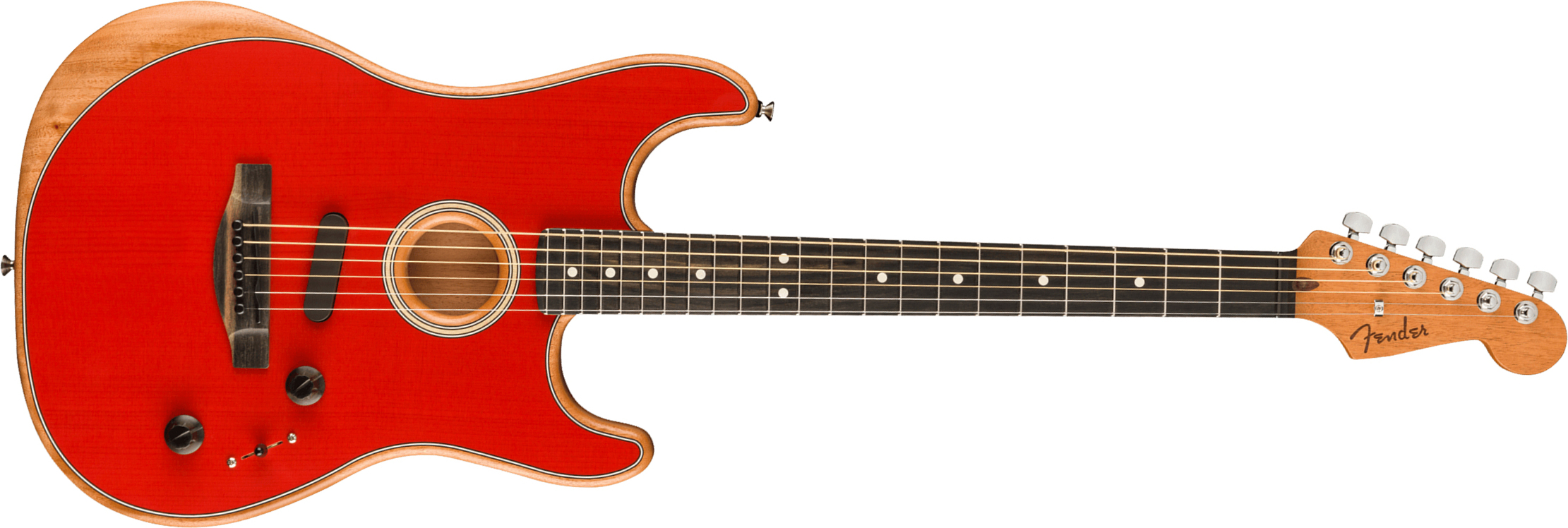 Fender American Acoustasonic Strat Usa Eb - Dakota Red - Elektroakustische Gitarre - Main picture