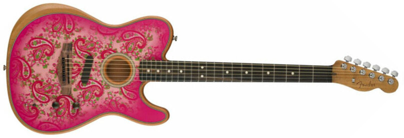 Fender American Acoustasonic Tele Fsr Ltd Epicea Acajou Rw - Pink Paisley - Westerngitarre & electro - Main picture