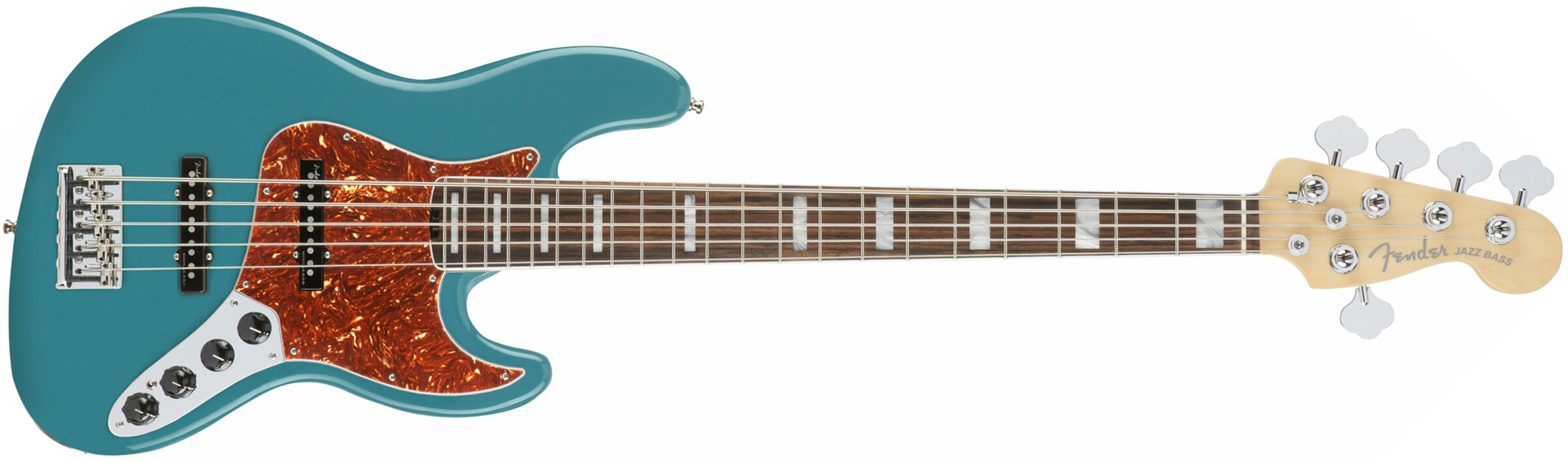 Fender American Elite Jazz Bass V Usa Eb - Ocean Turquoise - Solidbody E-bass - Main picture