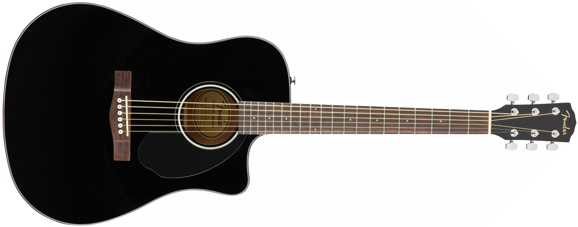 Fender Cd-60sce Dreadnought Cw Epicea Acajou Wal - Black - Elektroakustische Gitarre - Main picture