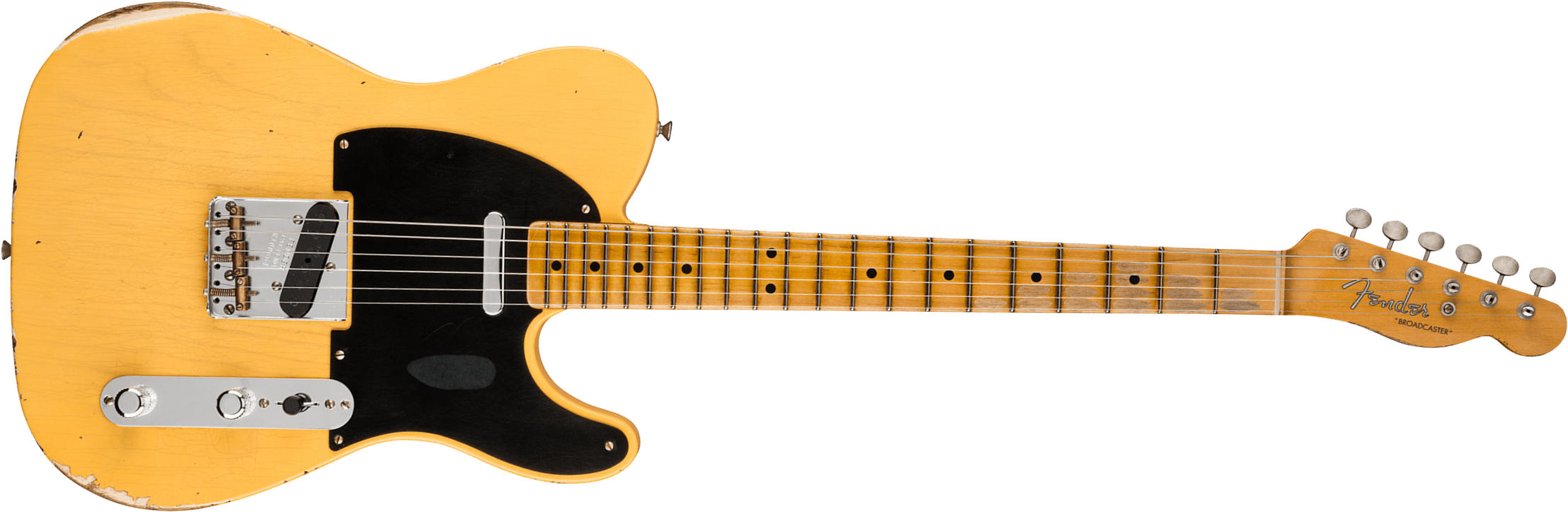 Fender Custom Shop Broadcaster Tele 70th Anniversary Ltd Mn - Relic Aged Nocaster Blonde - E-Gitarre in Teleform - Main picture