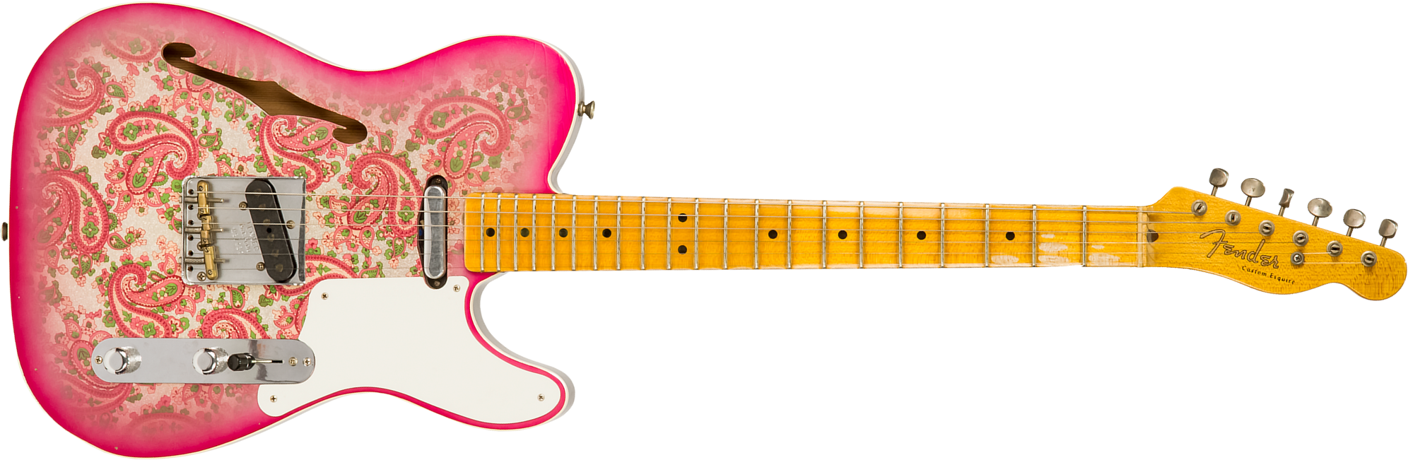 Fender Custom Shop Double Esquire/tele Custom 2s Ht Mn #r97434 - Journeyman Relic Aged Pink Paisley - Semi-Hollow E-Gitarre - Main picture