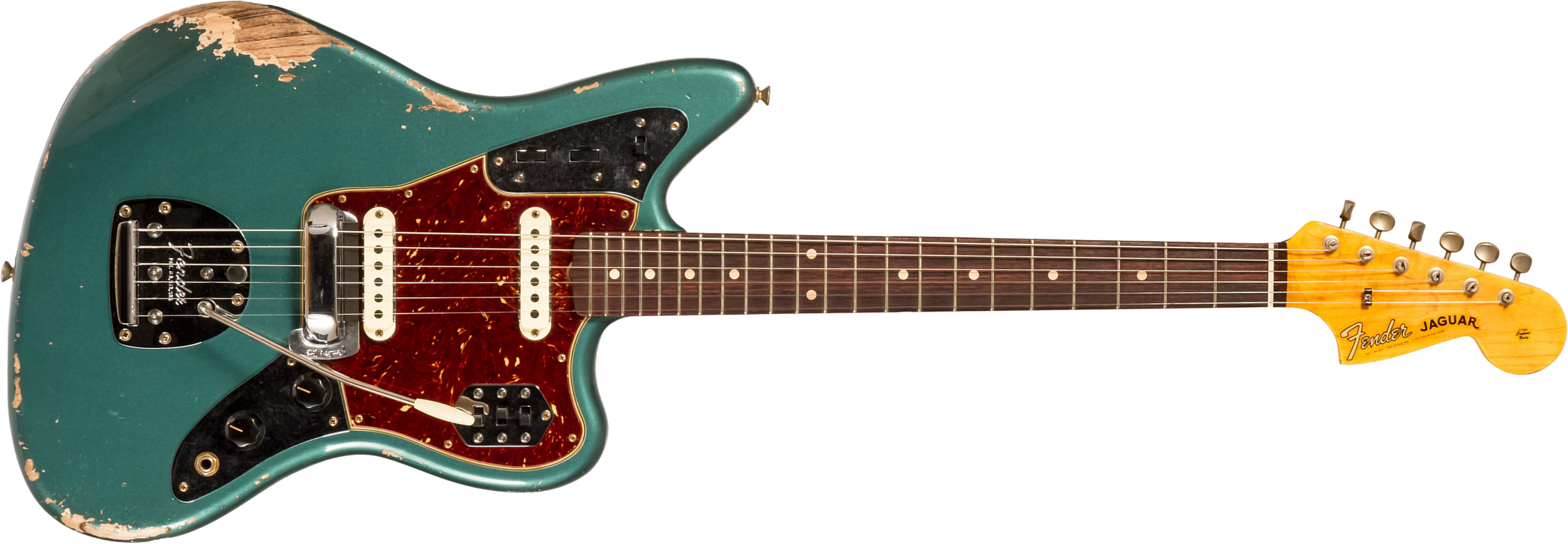 Fender Custom Shop Jaguar 1962 Shsc 2s Trem Rw #r138212 - Heavy Relic Sherwood Green Metallic - Retro-Rock-E-Gitarre - Main picture