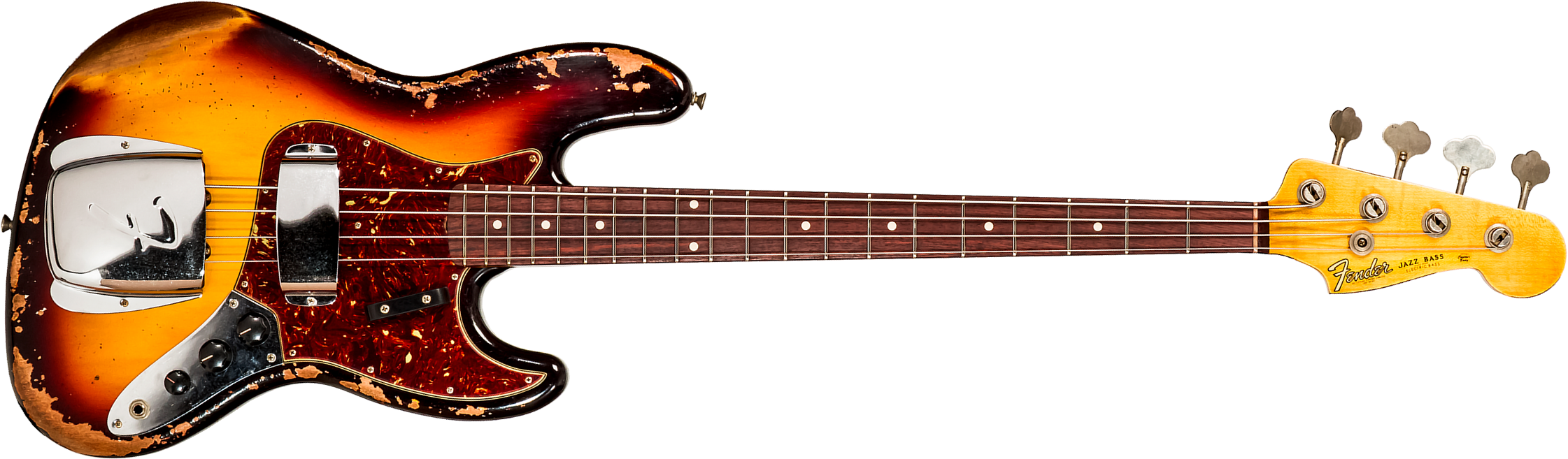 Fender Custom Shop Jazz Bass 1961 Rw #cz572155 - Heavy Relic 3-color Sunburst - Solidbody E-bass - Main picture