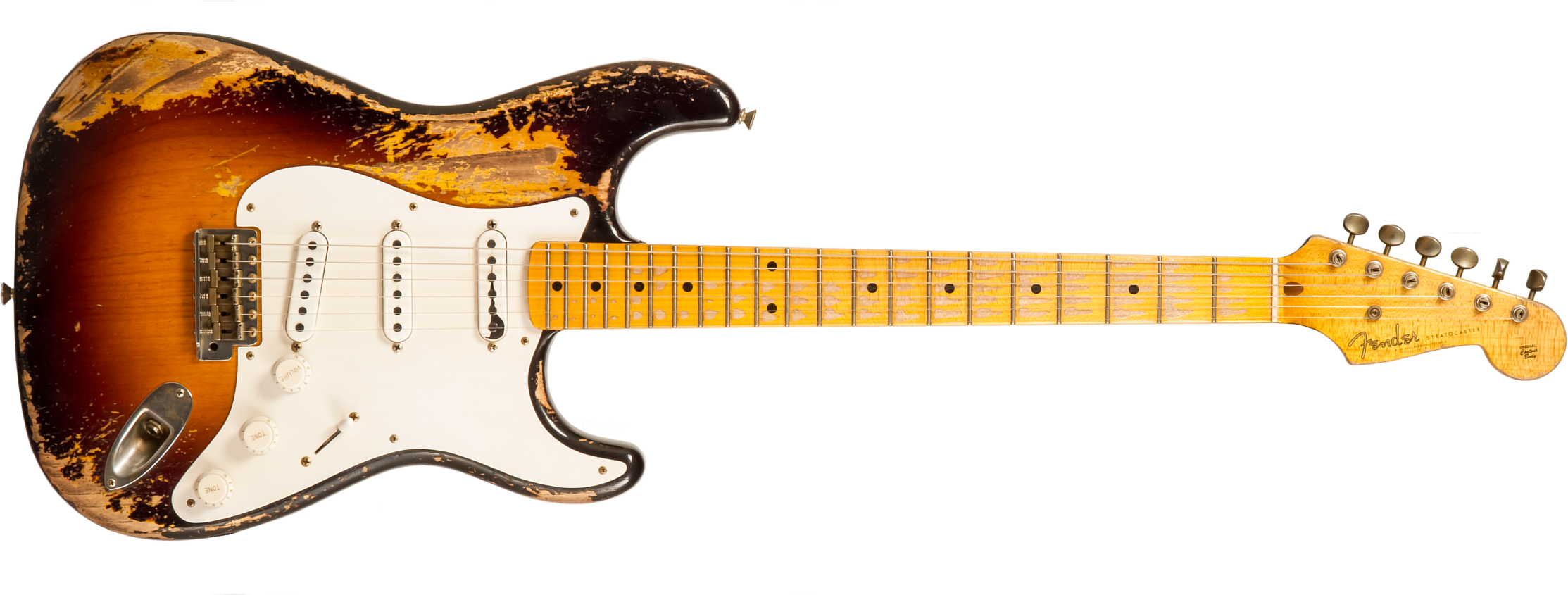 Fender Custom Shop Strat 1954 70th Ann. Mb A.hicks 3s Trem Mn #4681 - Super Heavy Relic 2-color Sunburst - E-Gitarre in Str-Form - Main picture