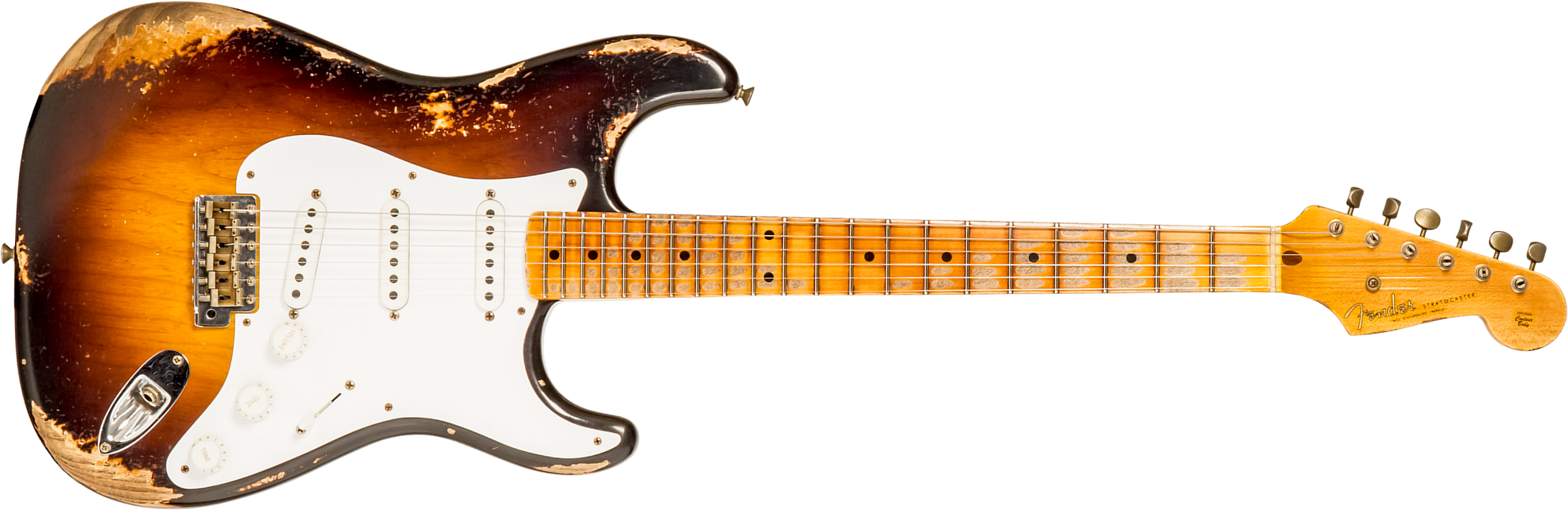 Fender Custom Shop Strat 1954 70th Anniv. 3s Trem Mn #xn4324 - Heavy Relic Wide Fade 2-color Sunburst - E-Gitarre in Str-Form - Main picture
