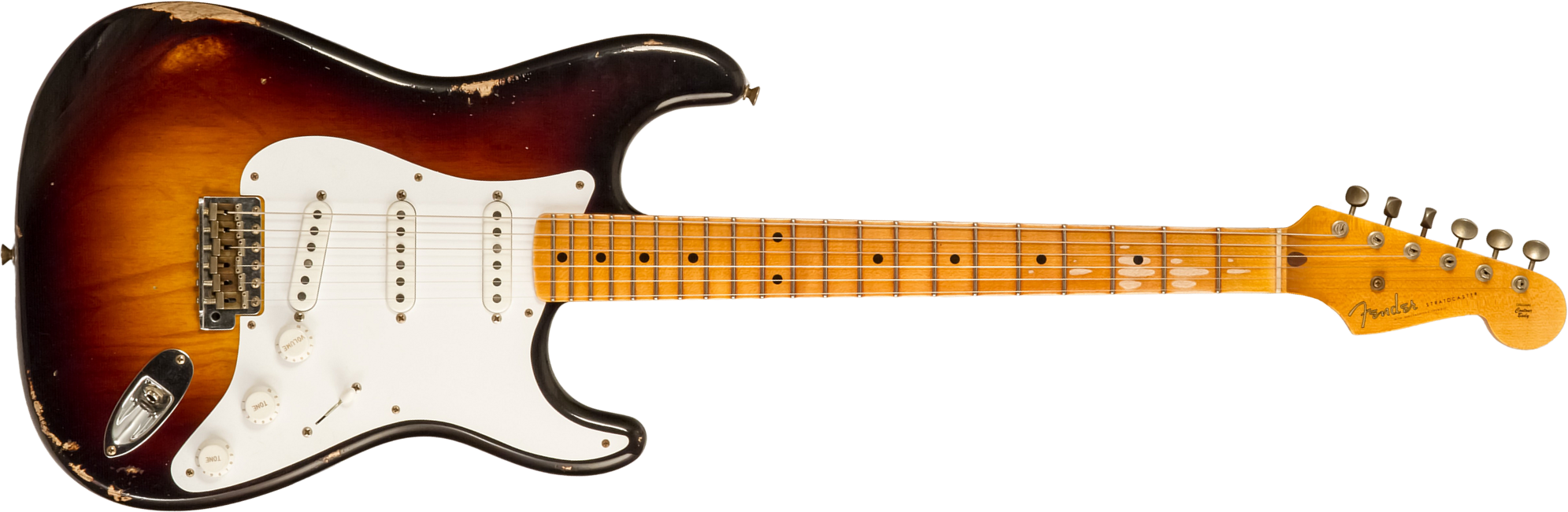 Fender Custom Shop Strat 1954 70th Anniv. 3s Trem Mn #xn4345 - Relic Wide-fade 2-color Sunburst - E-Gitarre in Str-Form - Main picture