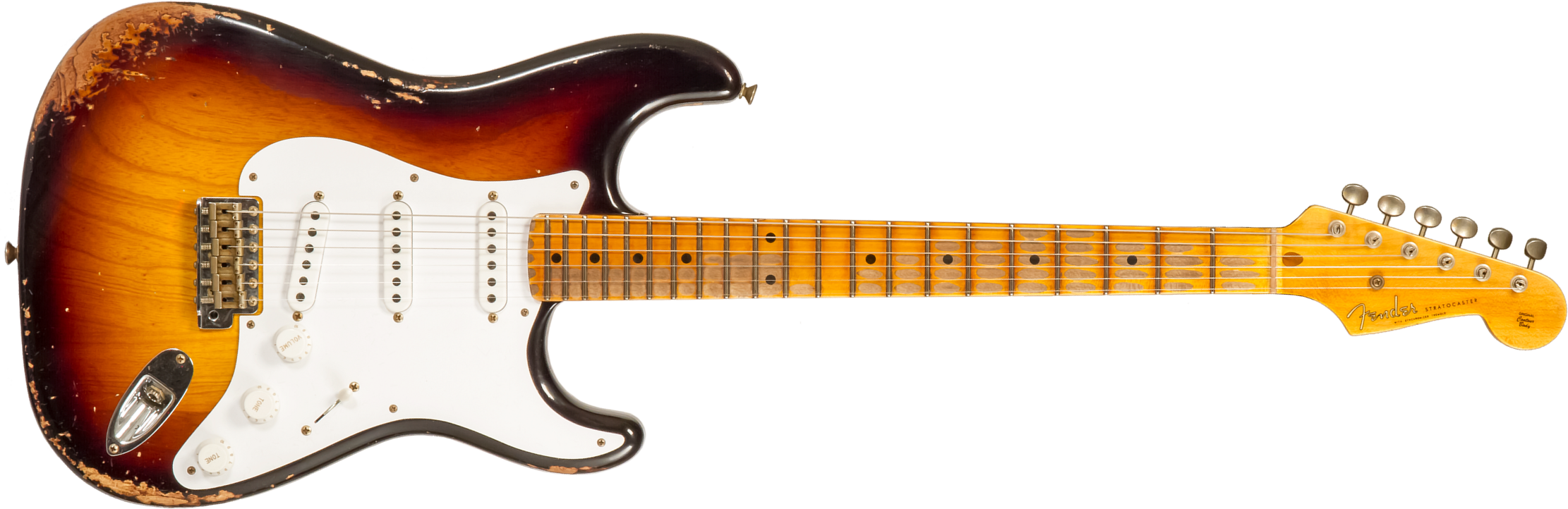 Fender Custom Shop Strat 1954 70th Anniv. 3s Trem Mn #xn4887 - Heavy Relic 2-color Sunburst - E-Gitarre in Str-Form - Main picture