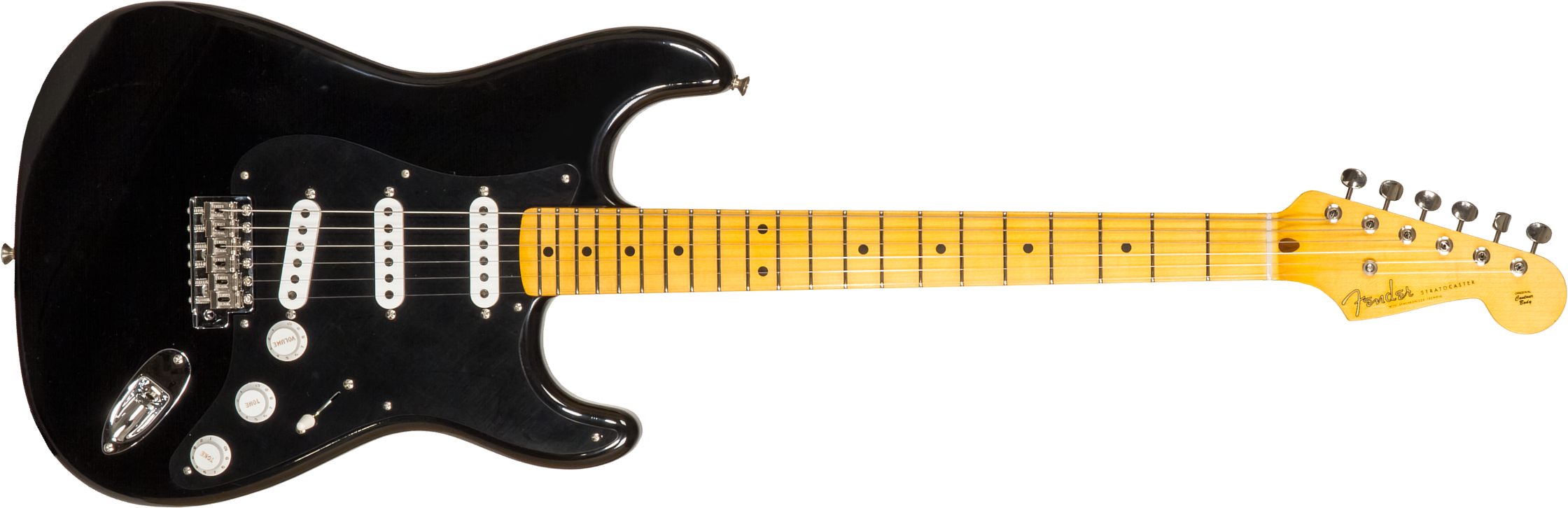 Fender Custom Shop Strat 1955 3s Trem Mn #r127877 - Closet Classic Black - E-Gitarre in Str-Form - Main picture