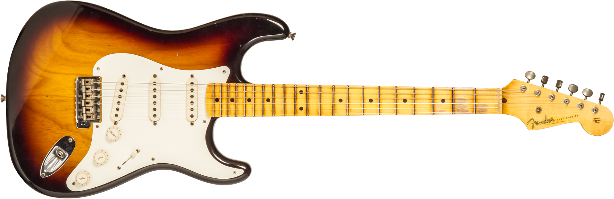 Fender Custom Shop Strat 1955 3s Trem Mn #r130058 - Journeyman Relic 2-color Sunburst - E-Gitarre in Str-Form - Main picture