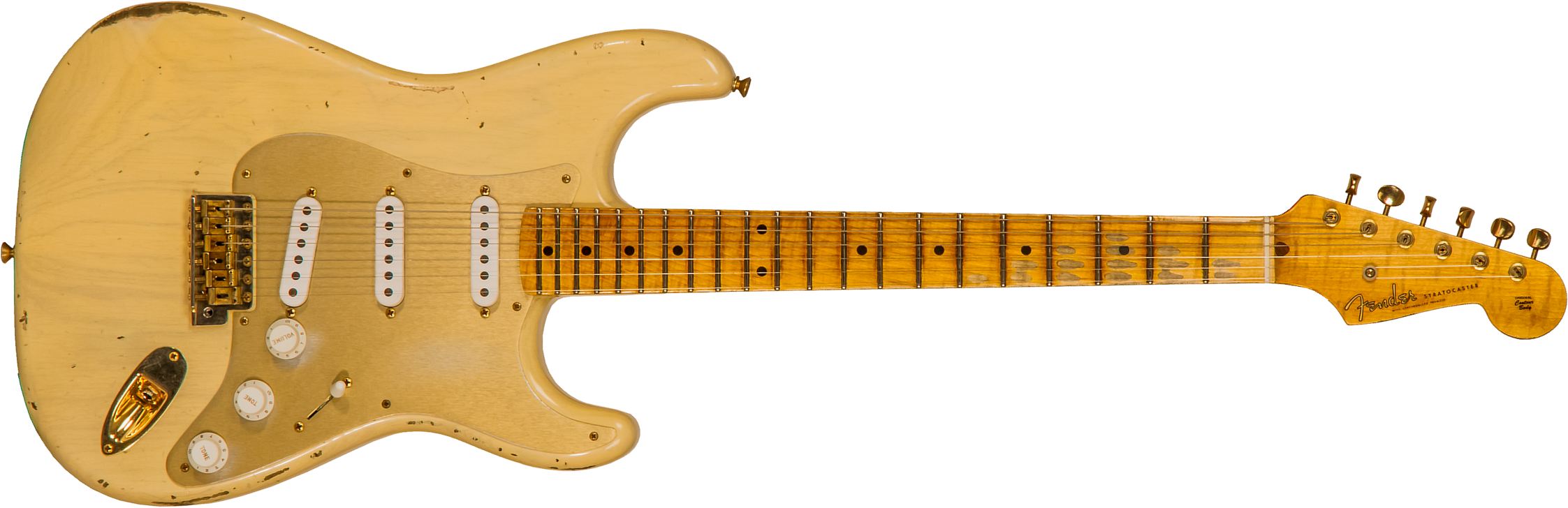 Fender Custom Shop Strat 1955 Bone Tone Usa 3s Trem Mn #cz554628 - Relic Honey Blonde W/ Gold Hardware - E-Gitarre in Str-Form - Main picture