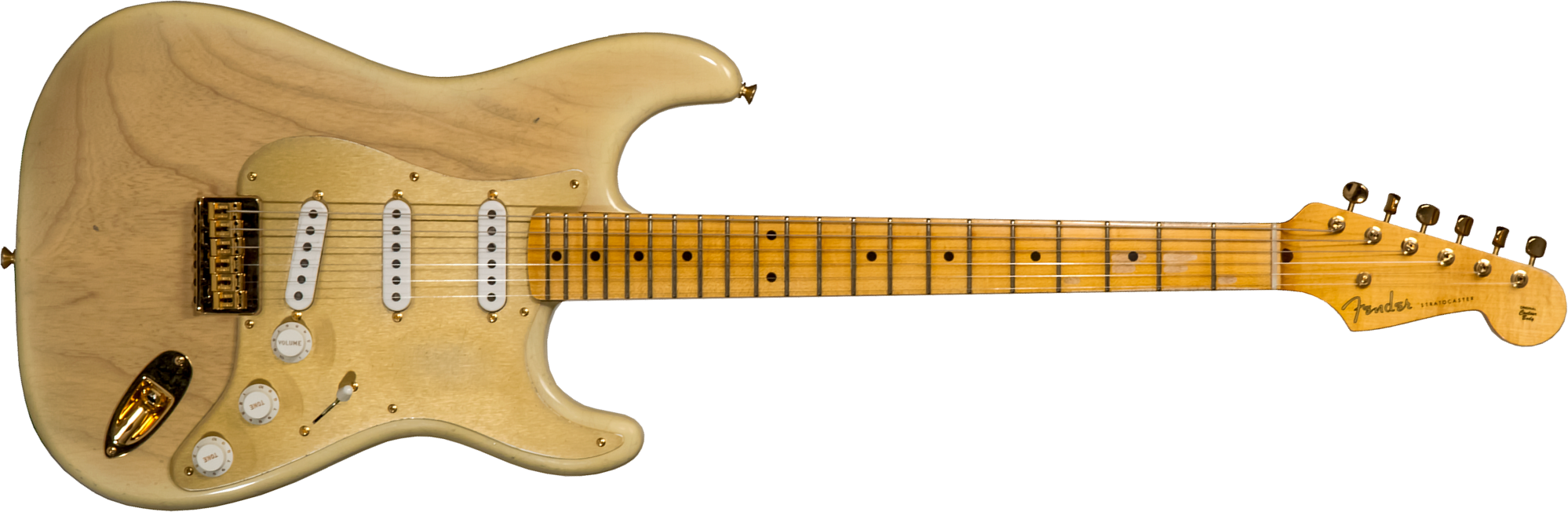 Fender Custom Shop Strat 1955 Hardtail Gold Hardware 3s Trem Mn #cz568215 - Journeyman Relic Natural Blonde - E-Gitarre in Str-Form - Main picture