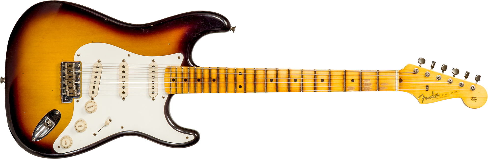 Fender Custom Shop Strat 1956 3s Trem Mn #cz570281 - Journeyman Relic Aged 2-color Sunburst - E-Gitarre in Str-Form - Main picture