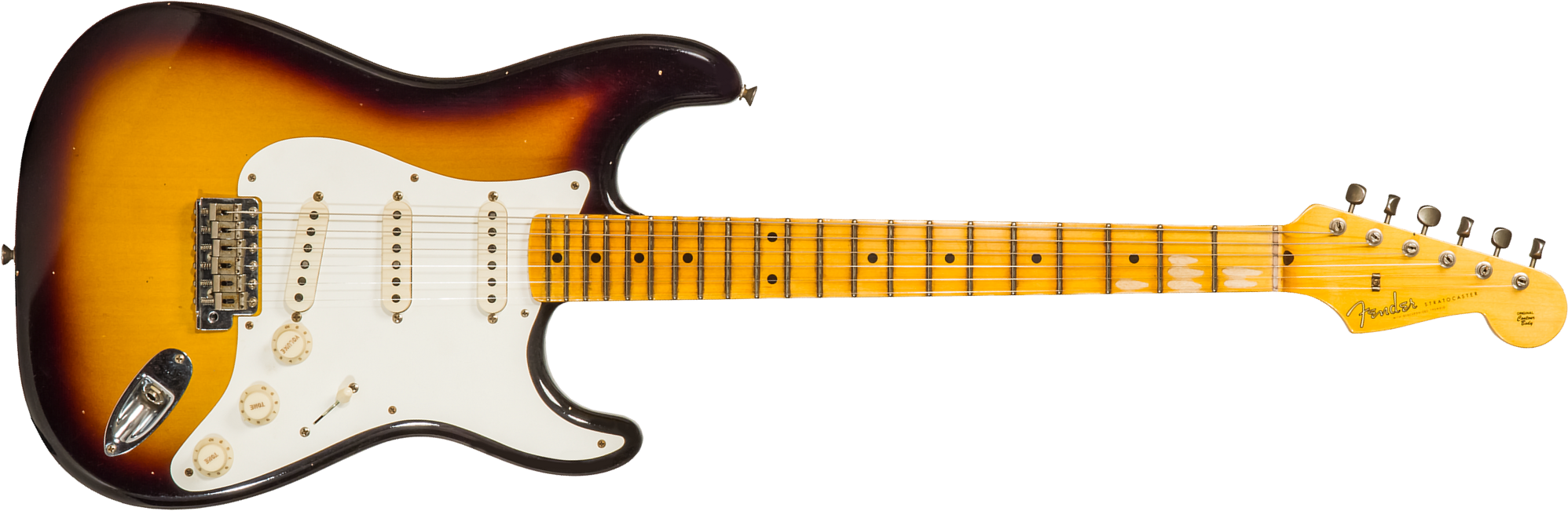 Fender Custom Shop Strat 1956 3s Trem Mn #cz571884 - Journeyman Relic Aged 2-color Sunburst - E-Gitarre in Str-Form - Main picture