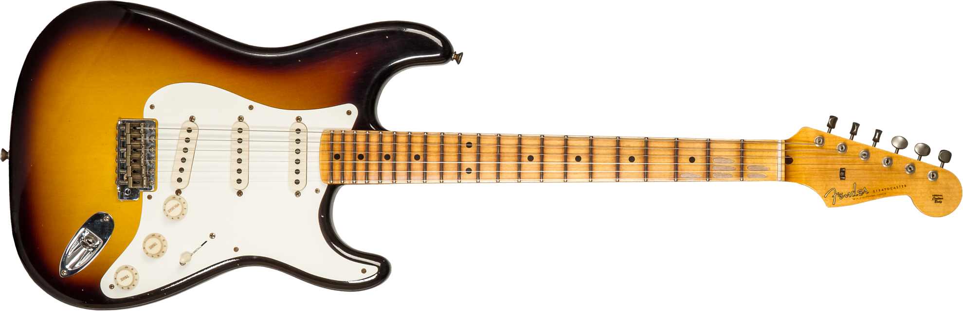 Fender Custom Shop Strat 1956 3s Trem Mn #cz575333 - Journeyman Relic 2-color Sunburst - E-Gitarre in Str-Form - Main picture