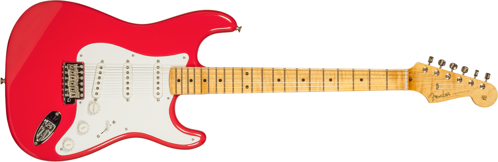 Fender Custom Shop Strat 1956 3s Trem Mn #r133022 - Nos Fiesta Red - E-Gitarre in Str-Form - Main picture