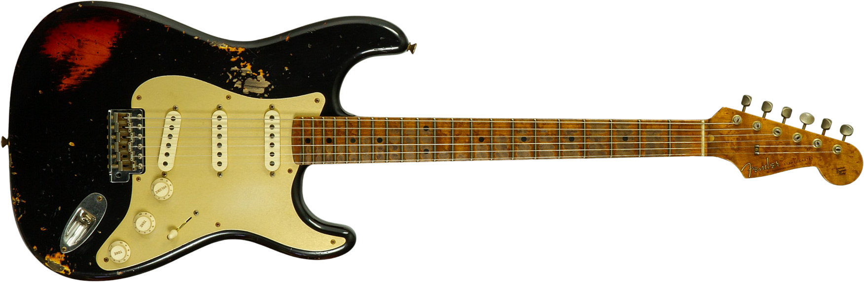 Fender Custom Shop Strat 1956 3s Trem Mn #r150252 - Heavy Relic Black Ov. Violin Burst - E-Gitarre in Str-Form - Main picture