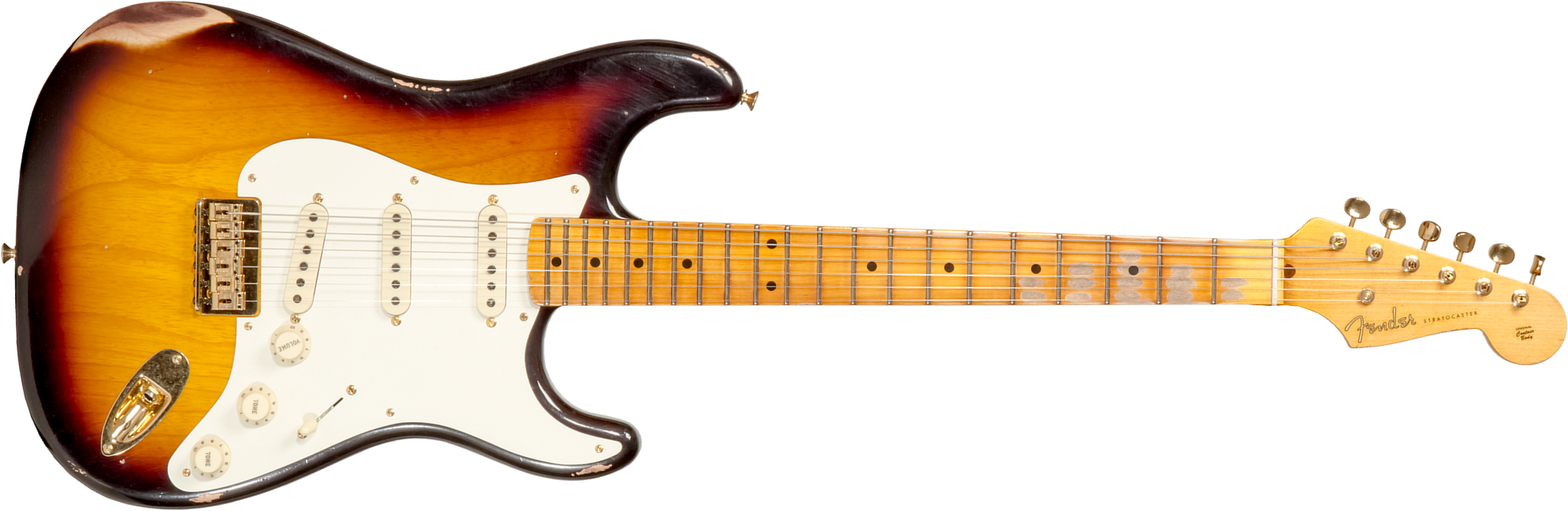 Fender Custom Shop Strat 1956 Hardtail Gold Hardware 3s Ht Mn #cz565119 - Relic Faded 2-color Sunburst - E-Gitarre in Str-Form - Main picture