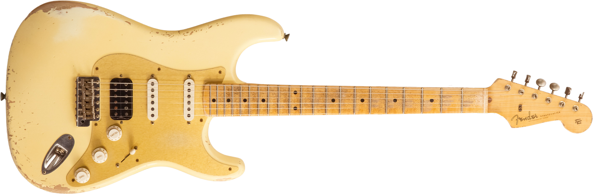 Fender Custom Shop Strat 1956 Hss Trem Mn #r143989 - Relic Vintage White - E-Gitarre in Str-Form - Main picture