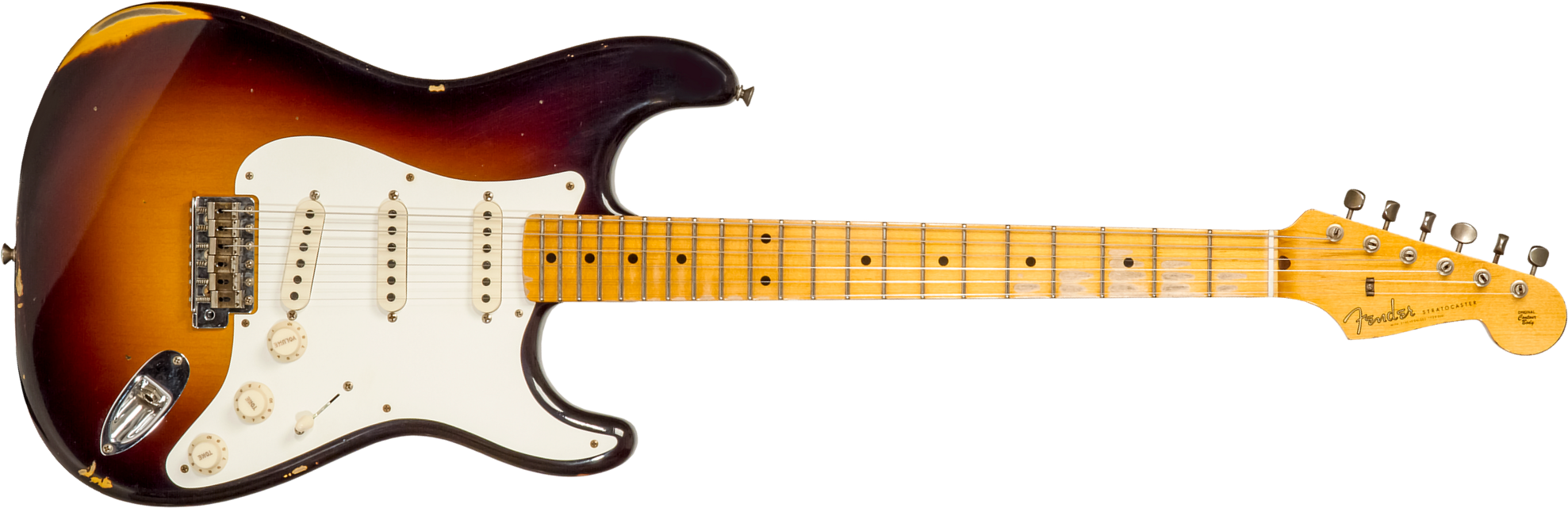 Fender Custom Shop Strat 1957 3s Trem Mn #cz571791 - Relic Wide Fade 2-color Sunburst - E-Gitarre in Str-Form - Main picture