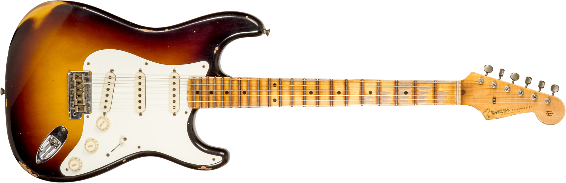 Fender Custom Shop Strat 1957 3s Trem Mn #cz575421 - Relic 2-color Sunburst - E-Gitarre in Str-Form - Main picture