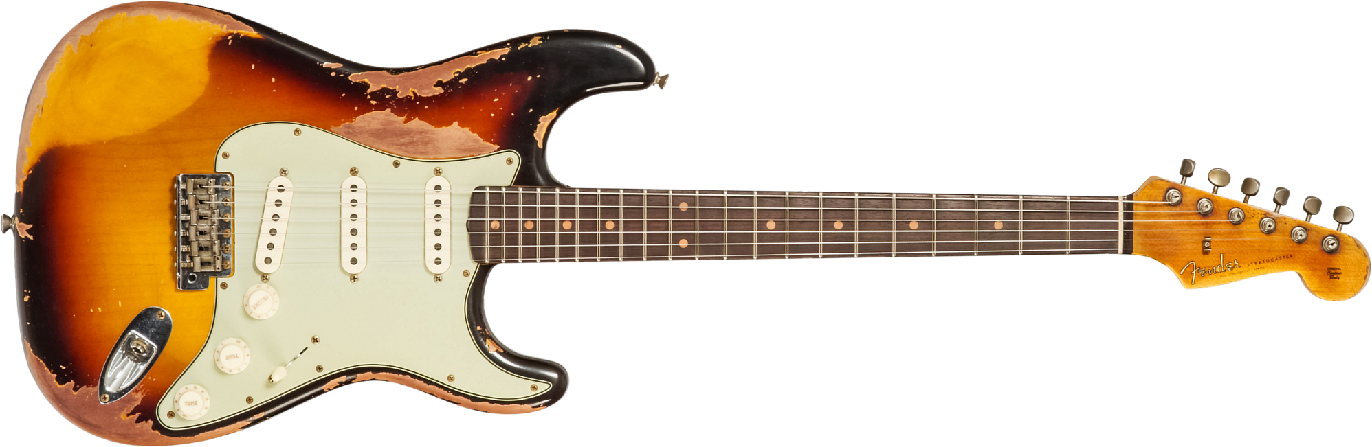 Fender Custom Shop Strat 1959 3s Trem #cz583182 - Super Heavy Relic Chocolate 3-color Sunburst - E-Gitarre in Str-Form - Main picture