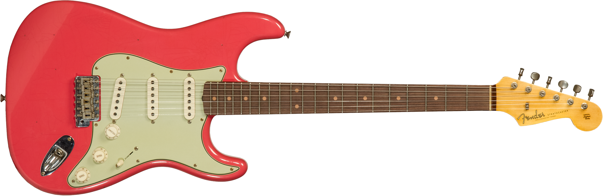 Fender Custom Shop Strat 1959 3s Trem Rw #cz569772 - Journeyman Relic Aged Fiesta Red - E-Gitarre in Str-Form - Main picture