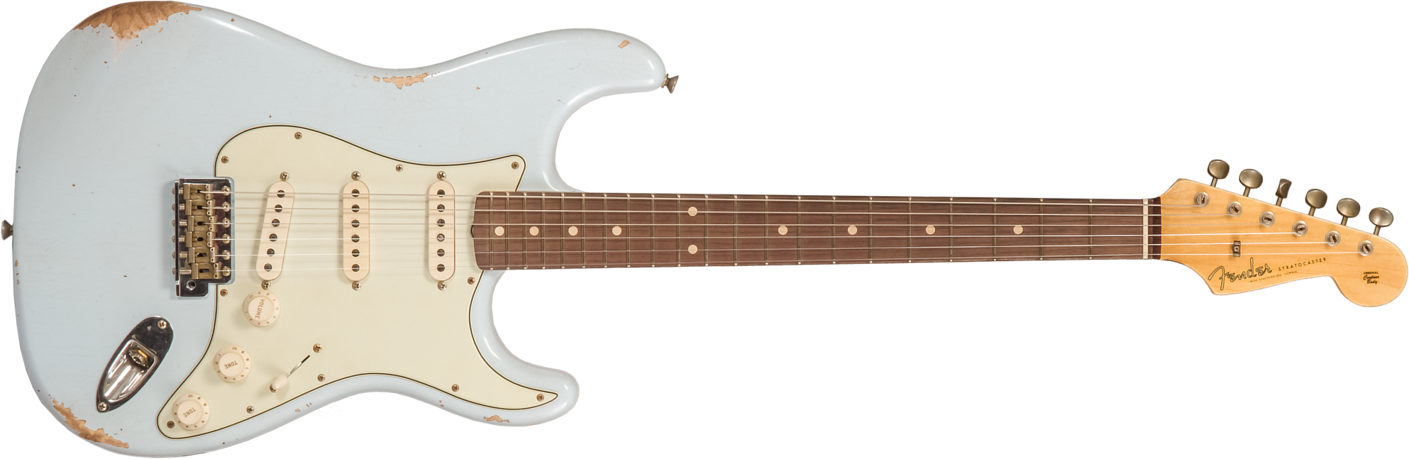 Fender Custom Shop Strat 1959 3s Trem Rw #r134302 - Relic Sonic Blue - E-Gitarre in Str-Form - Main picture