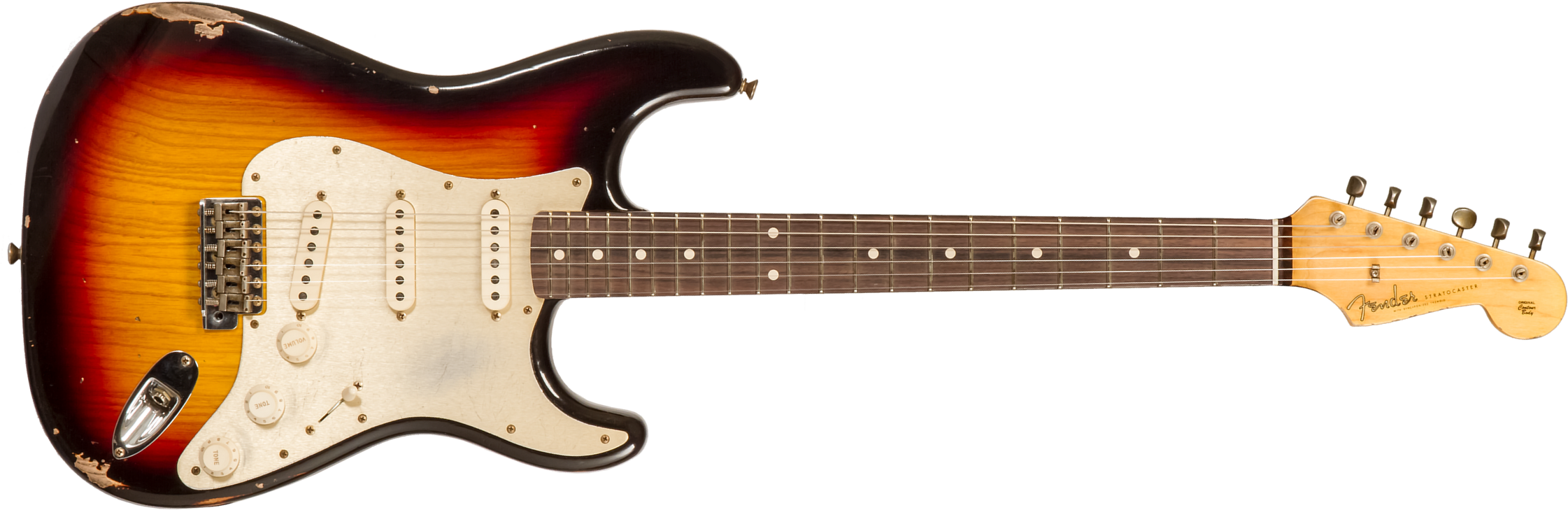 Fender Custom Shop Strat 1959 3s Trem Rw #r134762 - Relic Chocolate 3-color Sunburst - E-Gitarre in Str-Form - Main picture