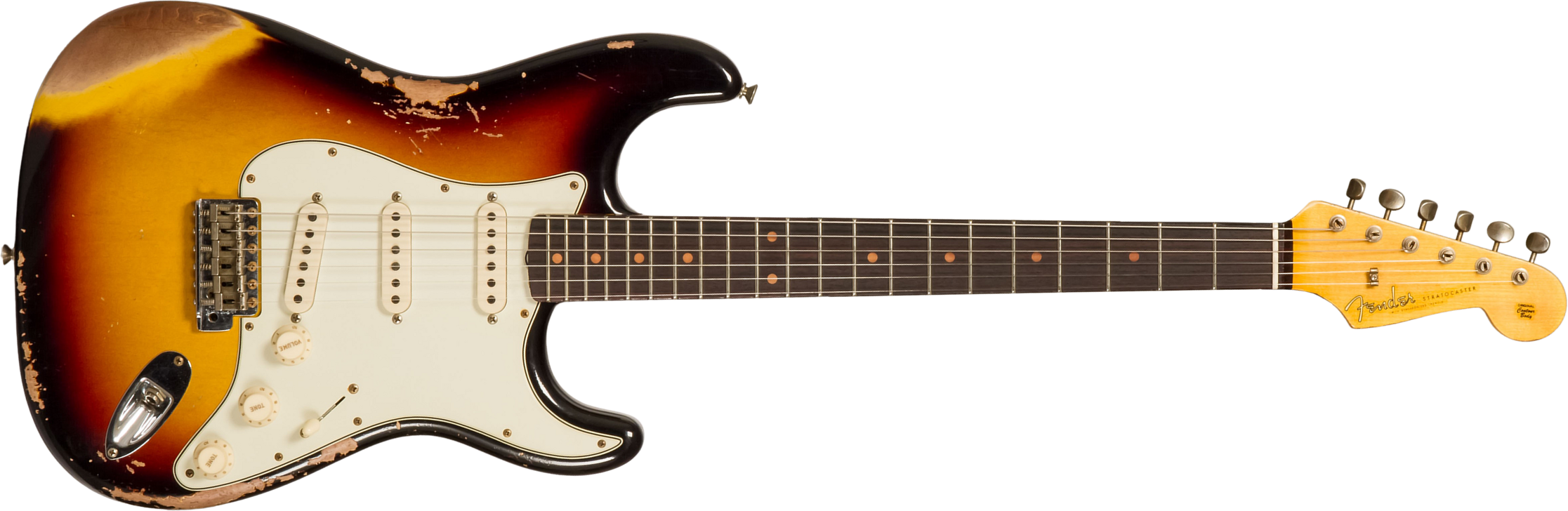 Fender Custom Shop Strat 1960 3s Trem Rw #cz578789 - Heavy Relic 3-color Sunburst - E-Gitarre in Str-Form - Main picture
