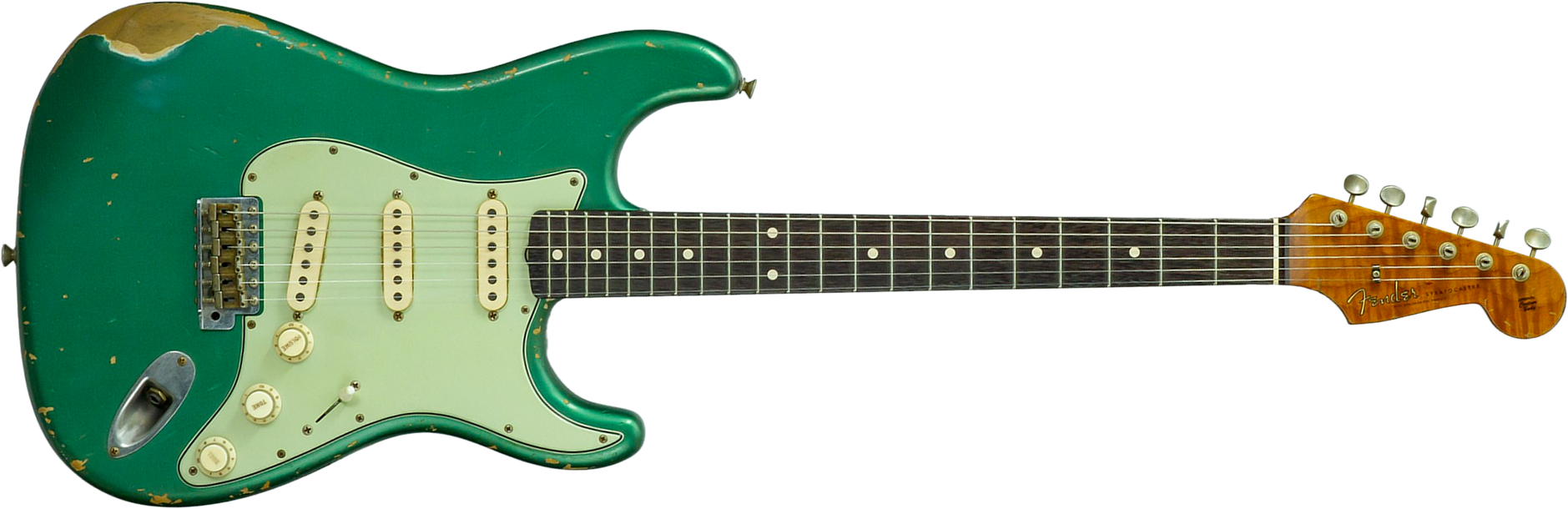 Fender Custom Shop Strat 1960/63 Mb A.macnutt 3s Trem Rw #r141359 - Relic Sherwood Green Metallic - E-Gitarre in Str-Form - Main picture