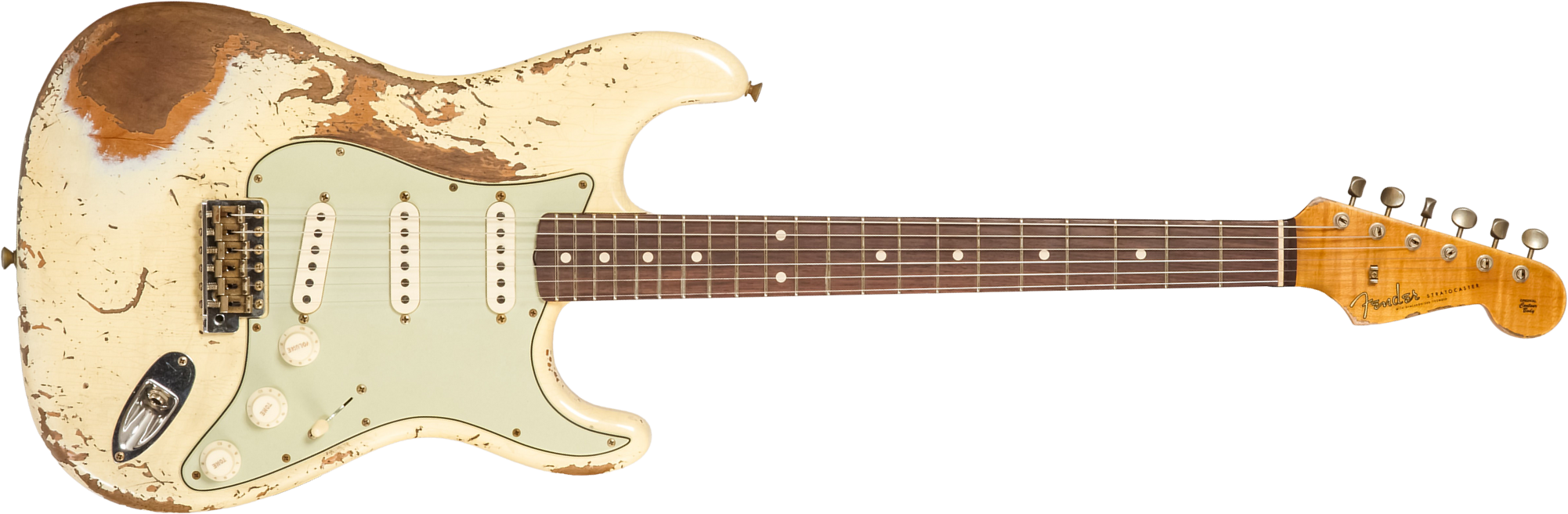 Fender Custom Shop Strat 1960 Dual Mag Ii Rw #cz563967 - Super Heavy Relic Vintage White - E-Gitarre in Str-Form - Main picture