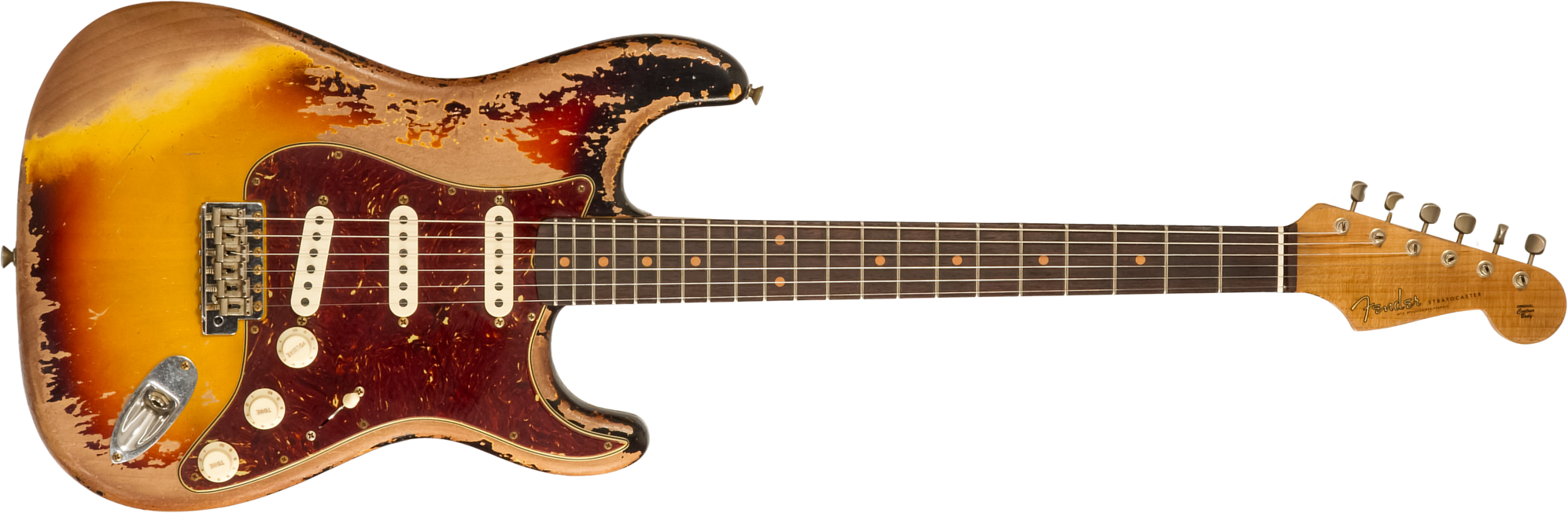 Fender Custom Shop Strat 1960 Roasted 3s Trem Rw #cz583123 - Super Heavy Relic 3-color Sunburst - E-Gitarre in Str-Form - Main picture