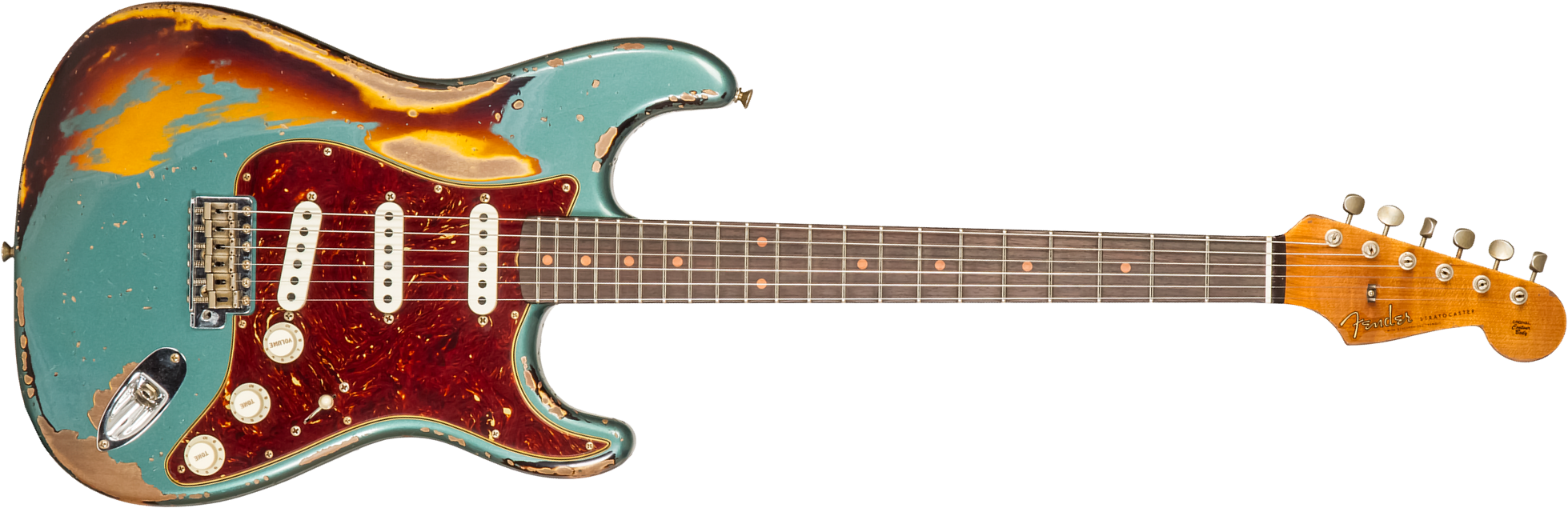 Fender Custom Shop Strat 1961 3s Trem Rw #cz573502 - Super Heavy Relic Sherwood Green Metallic O. 3-cs - E-Gitarre in Str-Form - Main picture