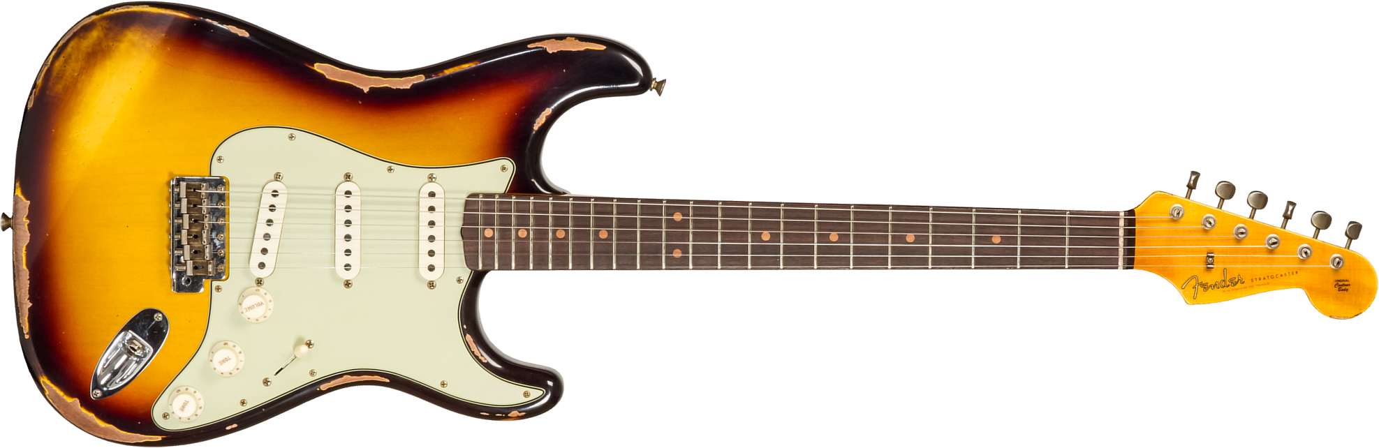 Fender Custom Shop Strat 1961 3s Trem Rw #cz573663 - Heavy Relic Aged 3-color Sunburst - E-Gitarre in Str-Form - Main picture