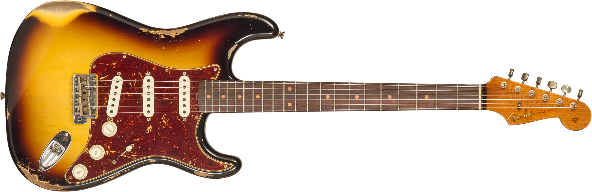 Fender Custom Shop Strat 1961 3s Trem Rw #cz575233 - Heavy Relic 3-color Sunburst - E-Gitarre in Str-Form - Main picture