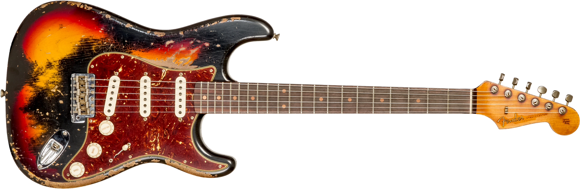Fender Custom Shop Strat 1961 3s Trem Rw #cz576153 - Super Heavy Relic Black O. 3-color Sunburst - E-Gitarre in Str-Form - Main picture