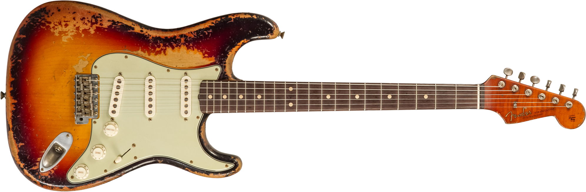 Fender Custom Shop Strat 1961 Masterbuilt D.wilson 3s Trem Rw #cz552177 - Heavy Relic 3-color Sunburst - E-Gitarre in Str-Form - Main picture