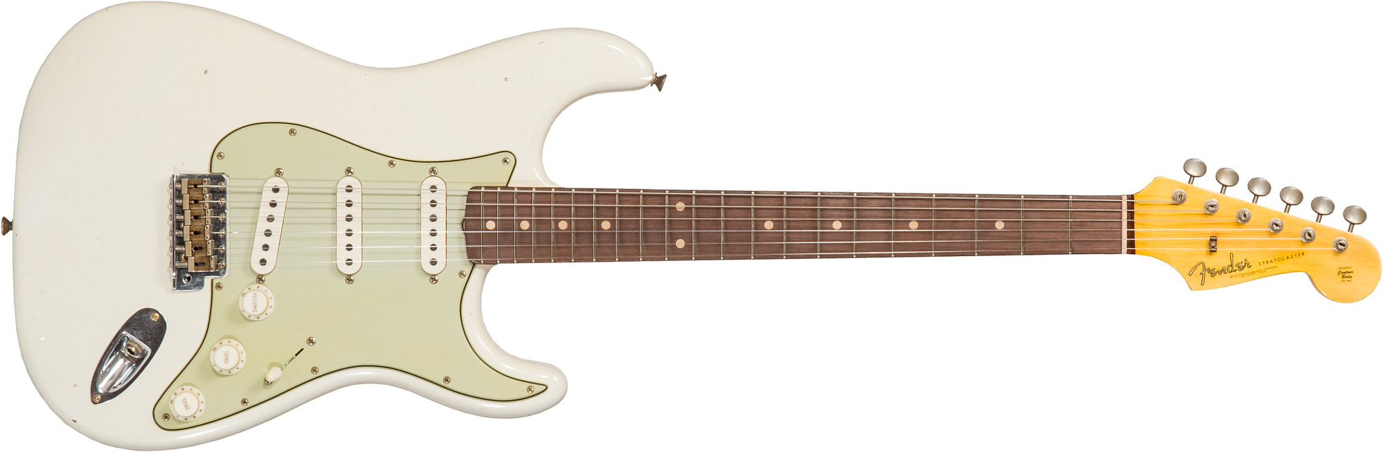 Fender Custom Shop Strat 1962/63 3s Trem Rw - Journeyman Relic Olympic White - E-Gitarre in Str-Form - Main picture