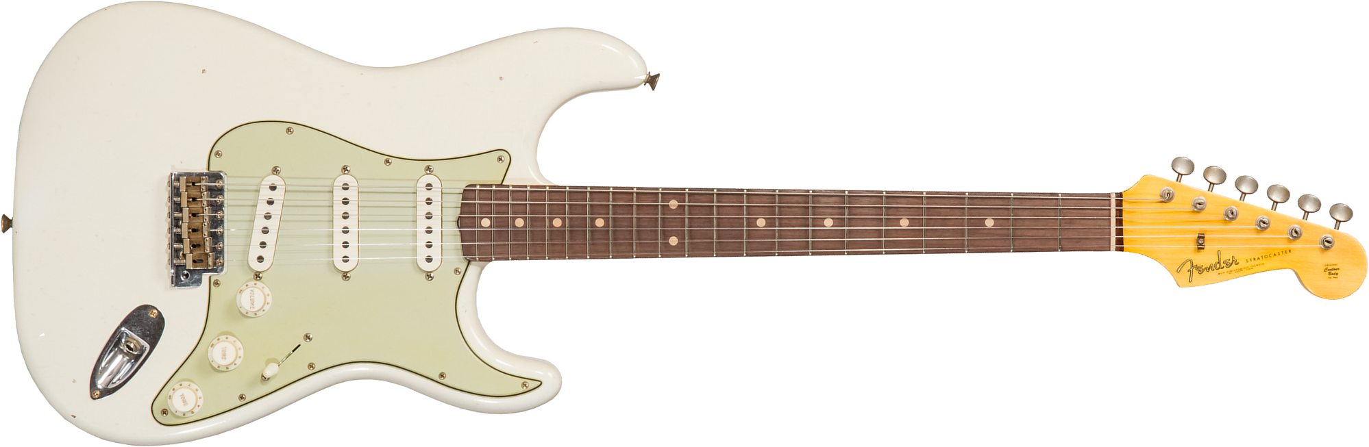 Fender Custom Shop Strat 1962/63 3s Trem Rw #cz565163 - Journeyman Relic Olympic White - E-Gitarre in Str-Form - Main picture